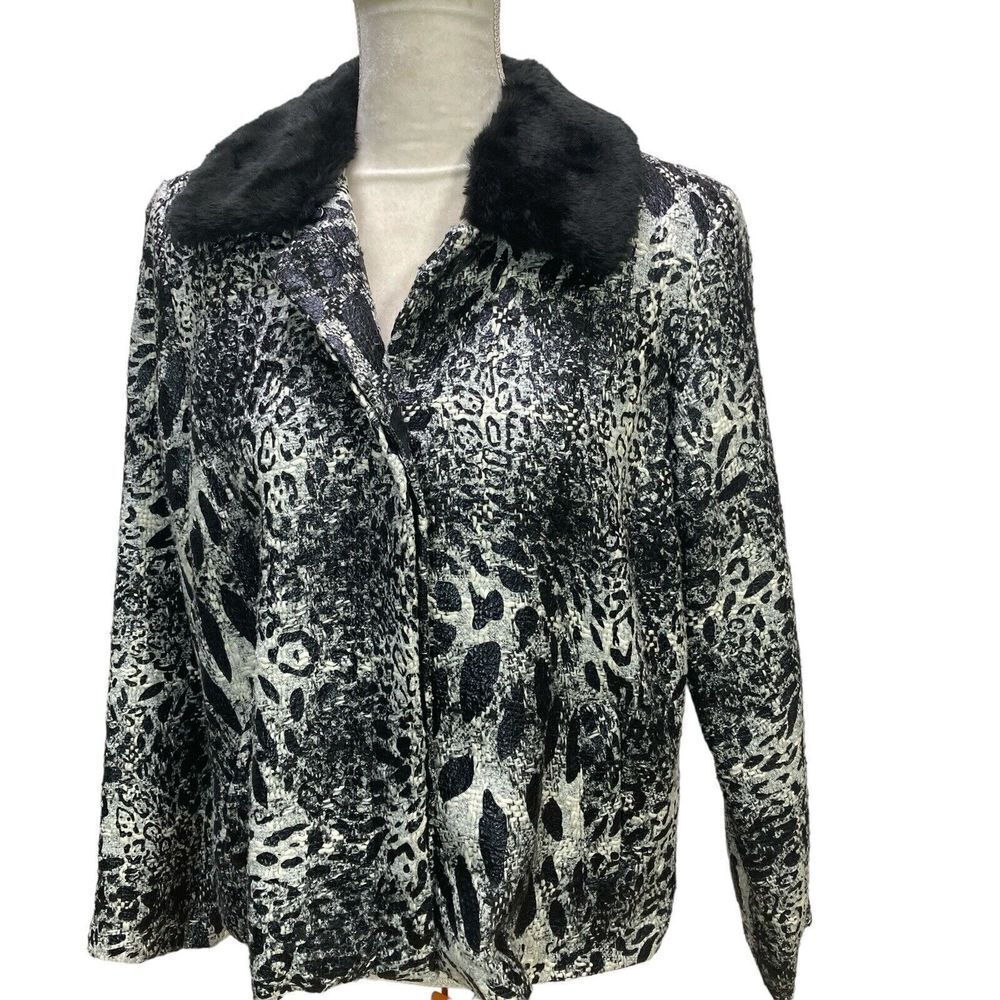 ERIN LONDON Jacket Blazer Black White Metallic Size Medium M Womans NWOT